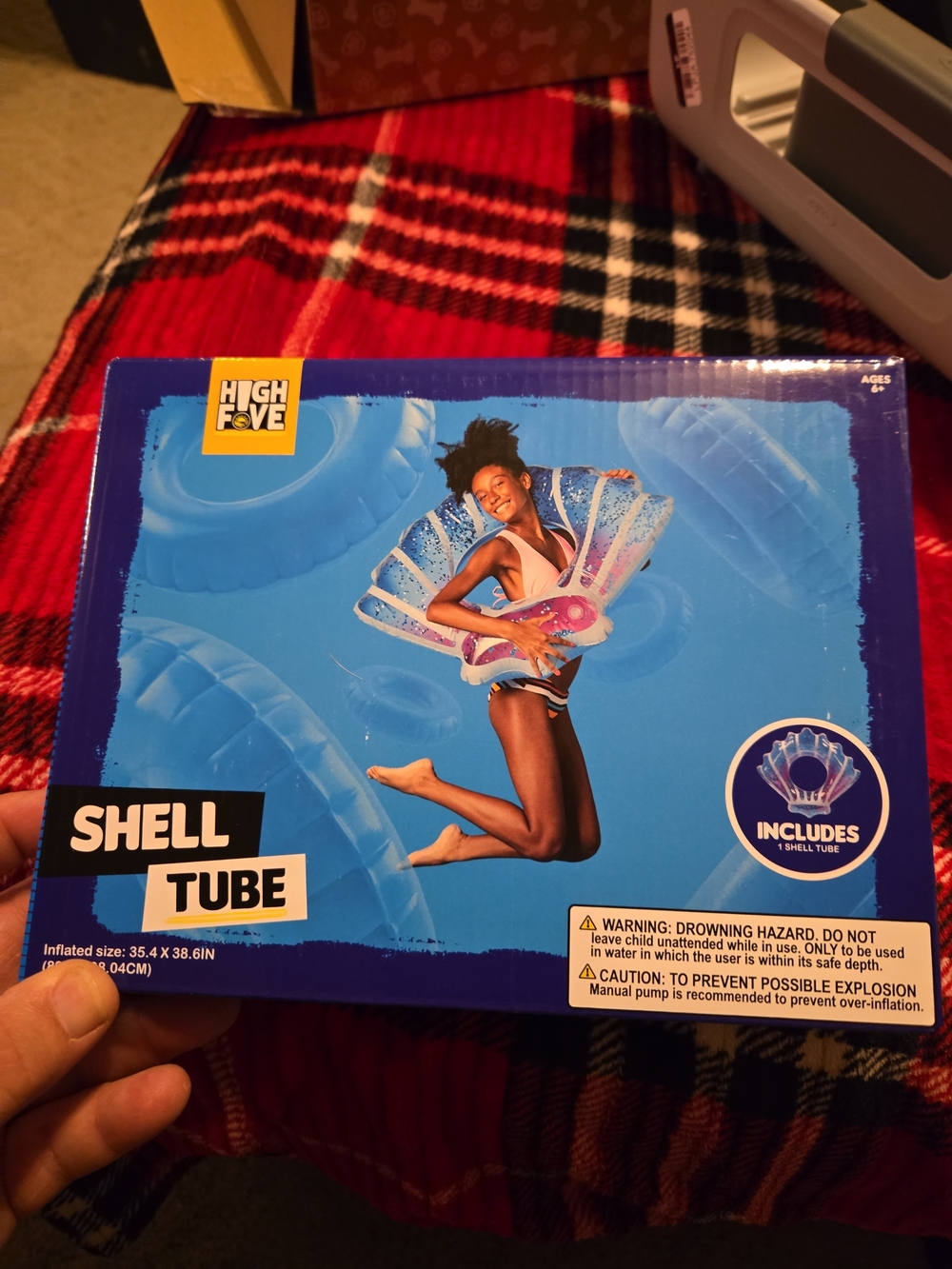 High Five Shell Tube Inflatable Pool Float - Blue & Purple